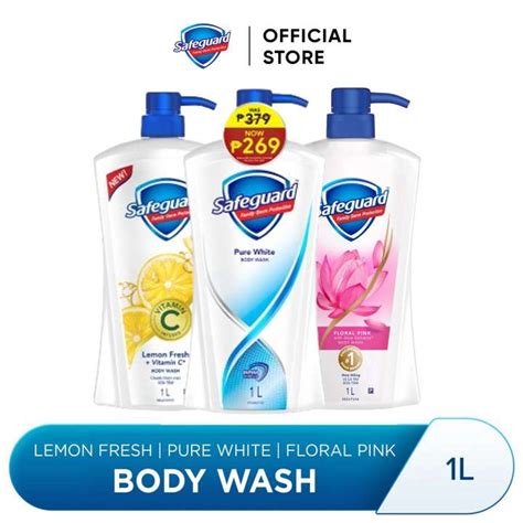 Safeguard Antibacterial Soap Body Wash (Pure White, Lemon .